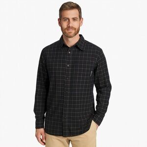 Columbia Dark Gray Check Button Down Cotton Shirt Men’s Size Large